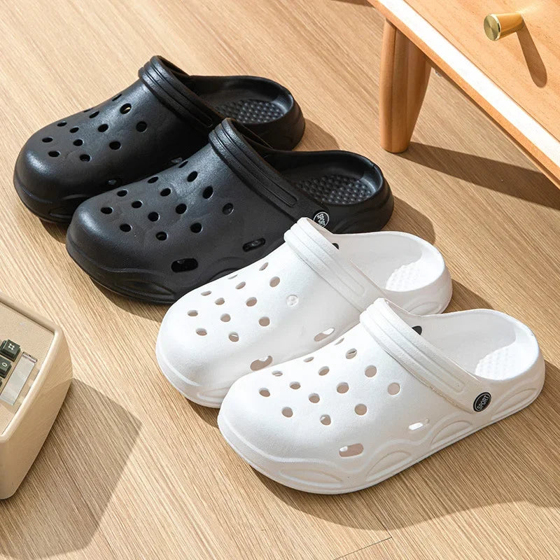 Unisex Black and White Crocs