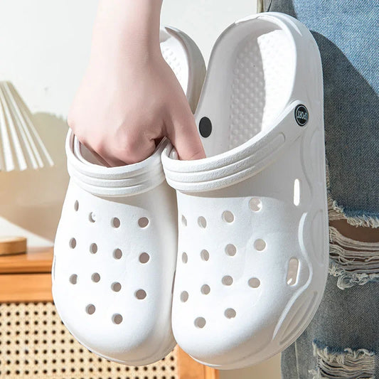 Unisex Black and White Crocs